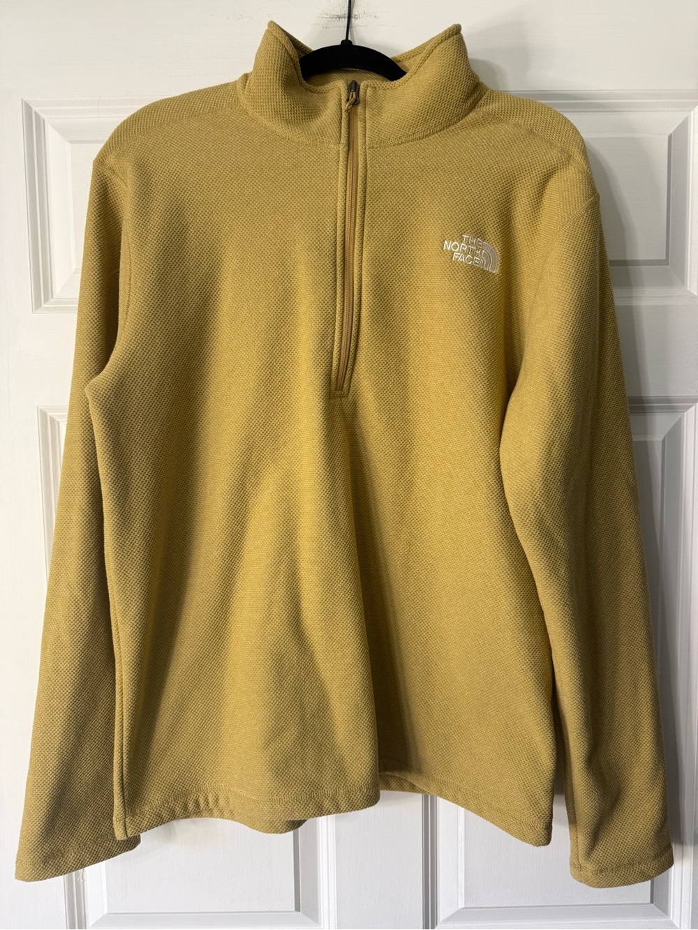 The North Face Mustard Quarter Zip Textured Fleece Pullover